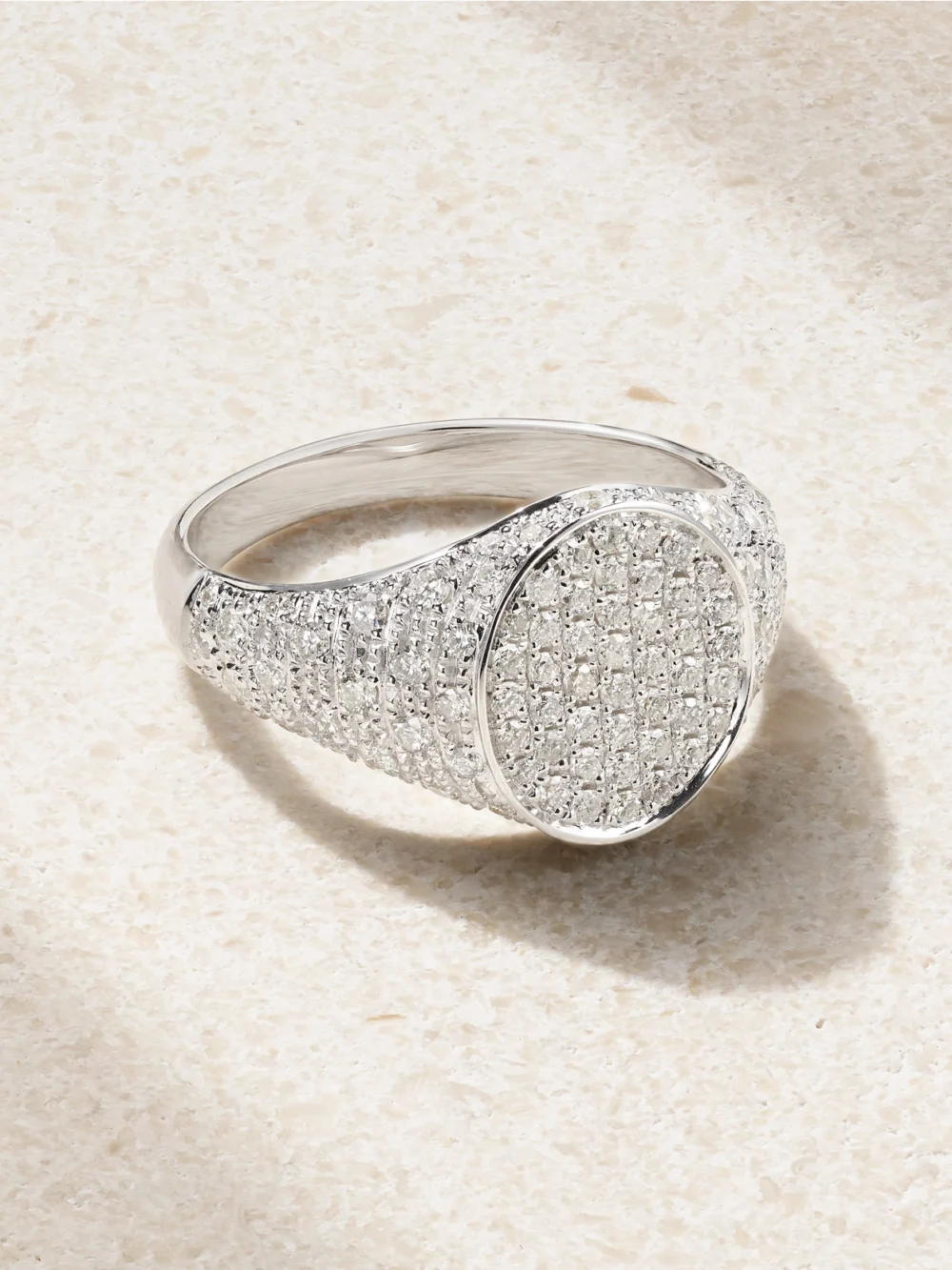 Yvonne Léon Mini Chevalière 9-karat White Gold Diamond Ring in 3