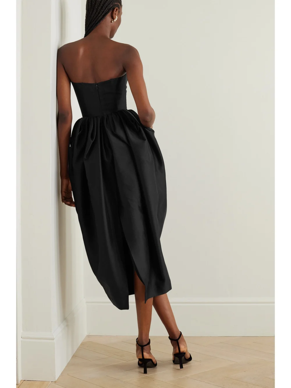 Back view of the Zimmermann Matchmaker Silk and Wool-blend Twill Bustier Midi Dress
