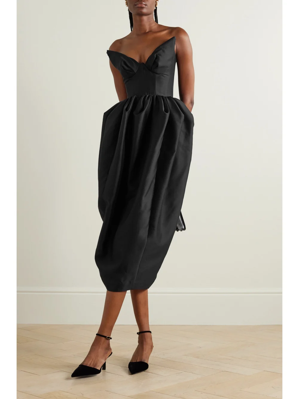Zimmermann Matchmaker Silk and Wool-blend Twill Bustier Midi Dress, worn by a model