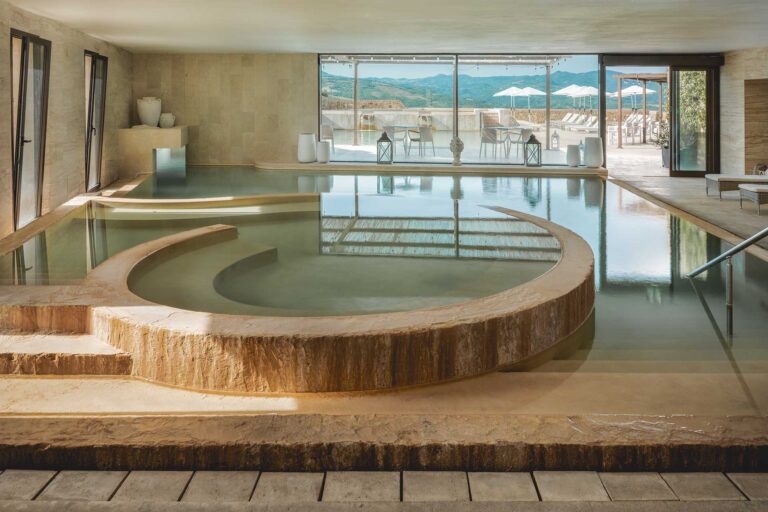 The indoor thermal pool at the OLISPA spa, Castello di Velona Resort