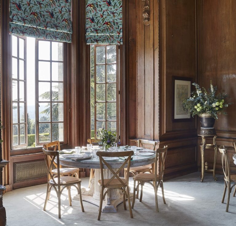 The Library, a panelled room with tall windows where overnight guests take breakfast, Hedsor House