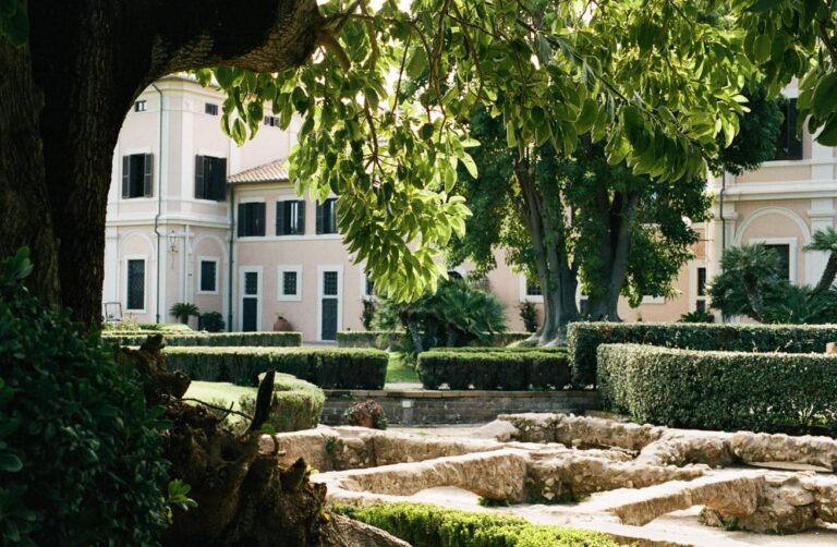 Excavated Roman remains in the gardens, below the villa, La Posta Vecchia Hotel