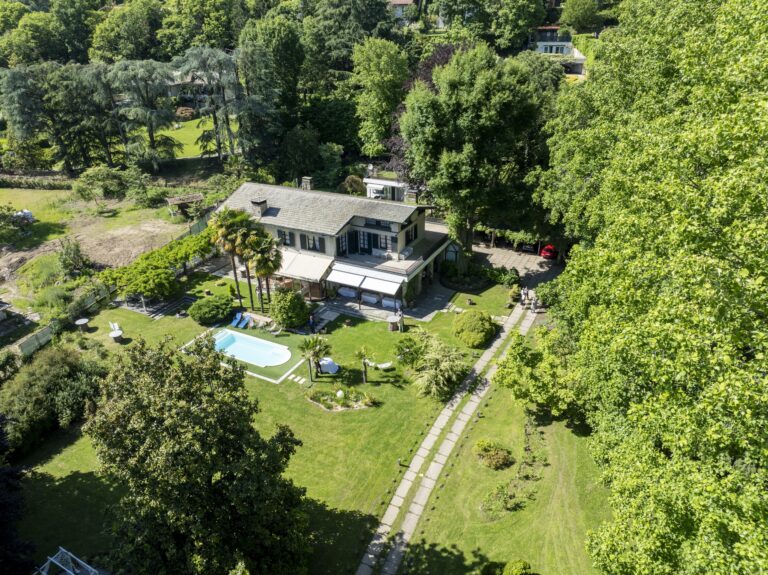 The villa from above, set in woodland with the long drive and the pool, Villa Sofia
