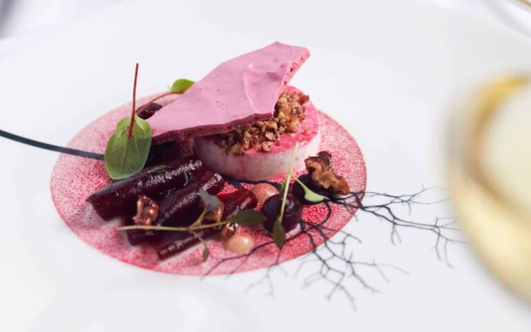A plated beetroot dish, Adare Manor
