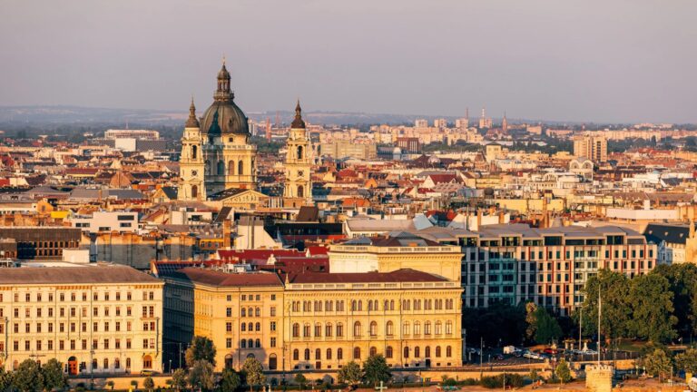Budapest skyline with St. Stephen's Basilica, Al Habtoor Palace Budapest