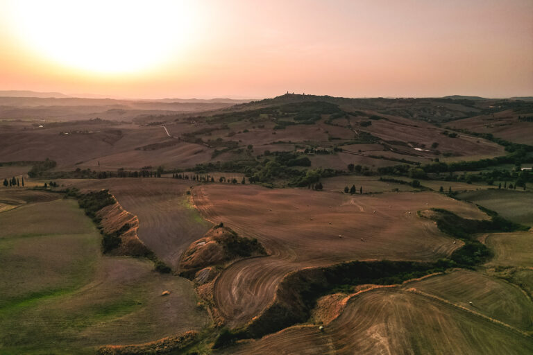 Aerial view of rolling hills at sunset, Alessandro Mari Photography