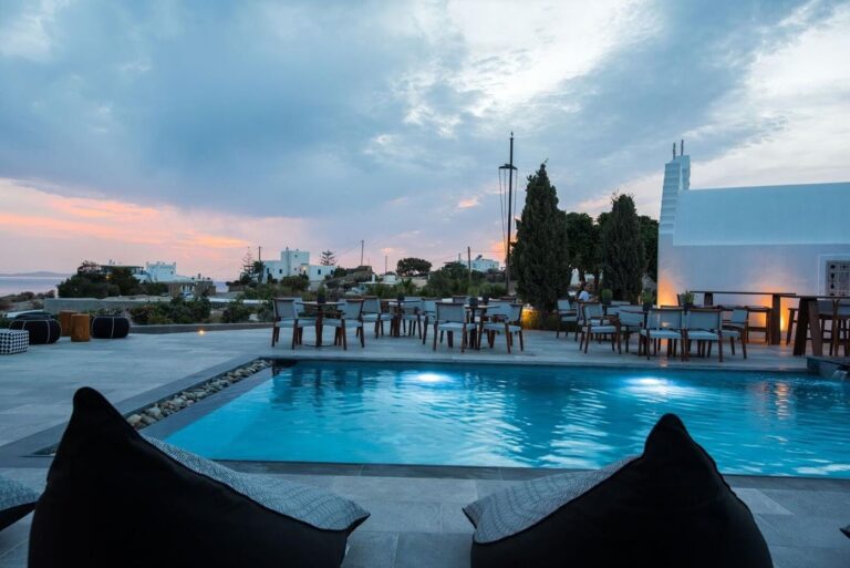 The pool at dusk
