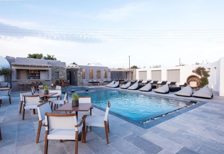 The pool terrace by day
