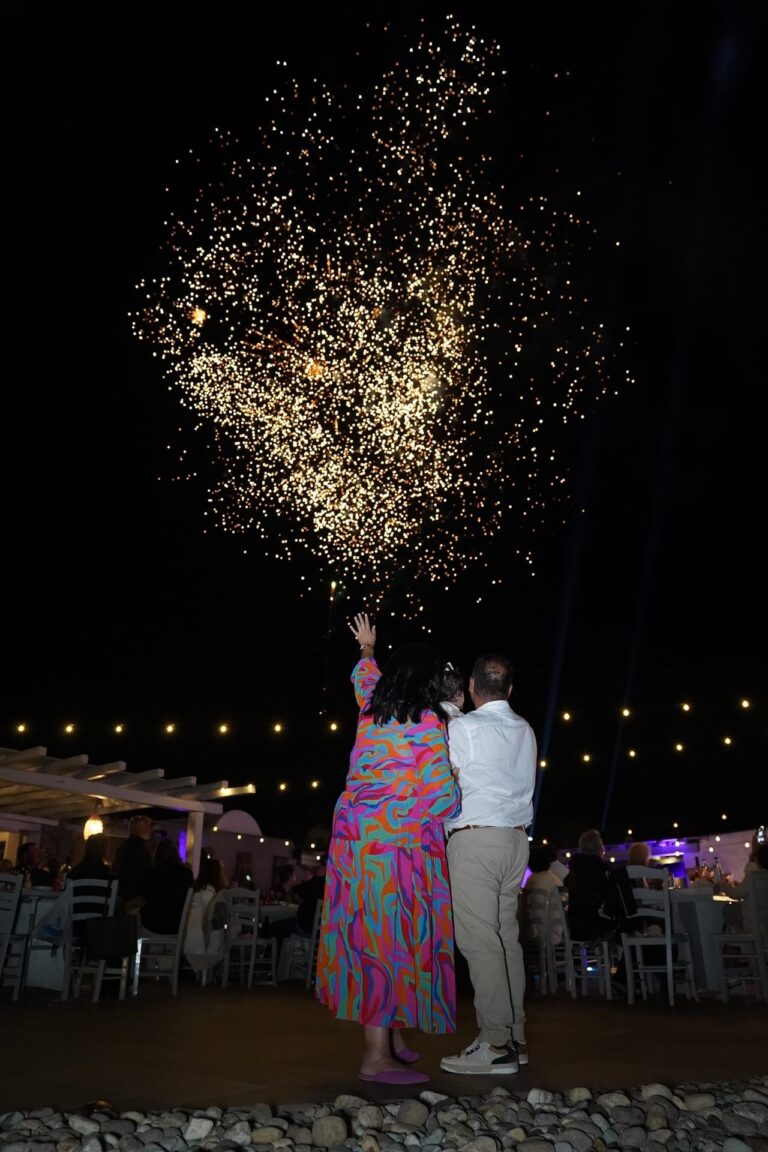Fireworks over a wedding celebration