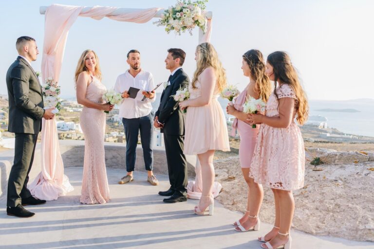A ceremony beside the chapel terrace
