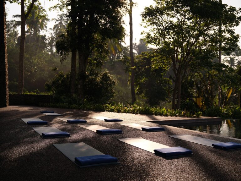 Morning yoga with rainforest view, Alila Ubud