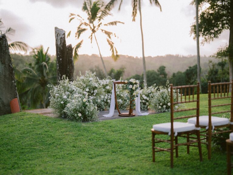 Sunset wedding ceremony altar, Alila Ubud
