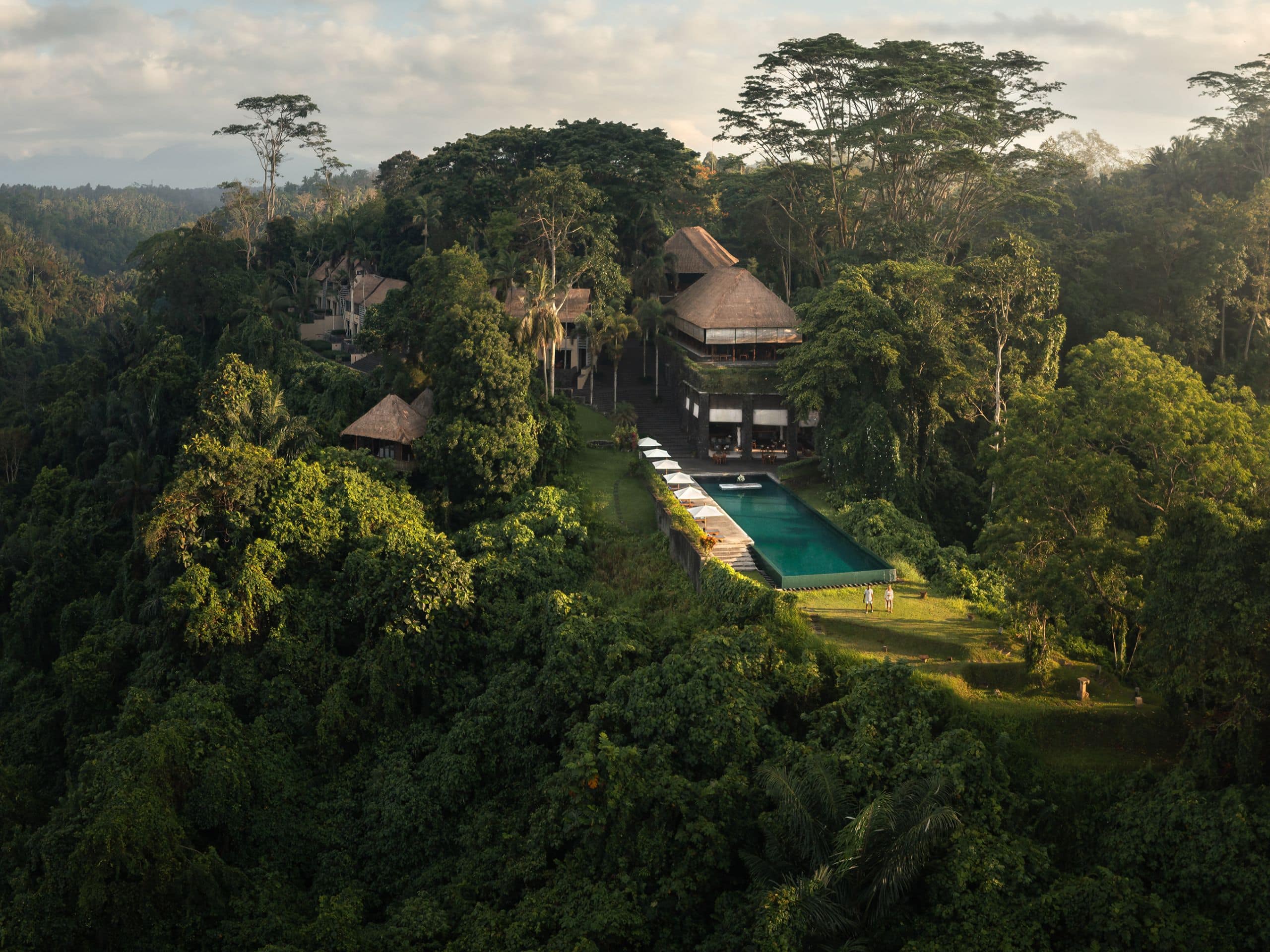 Aerial view of the resort and infinity pool, Alila Ubud