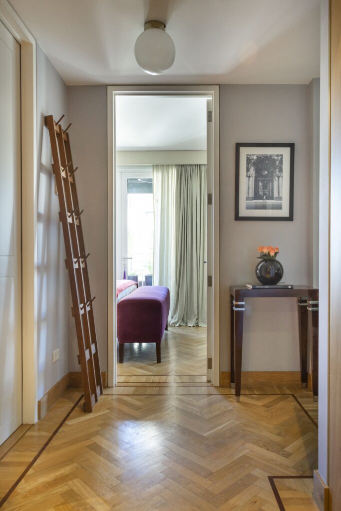 Timber ladder in the hallway, with the bedroom beyond, Alvear Design Guest House