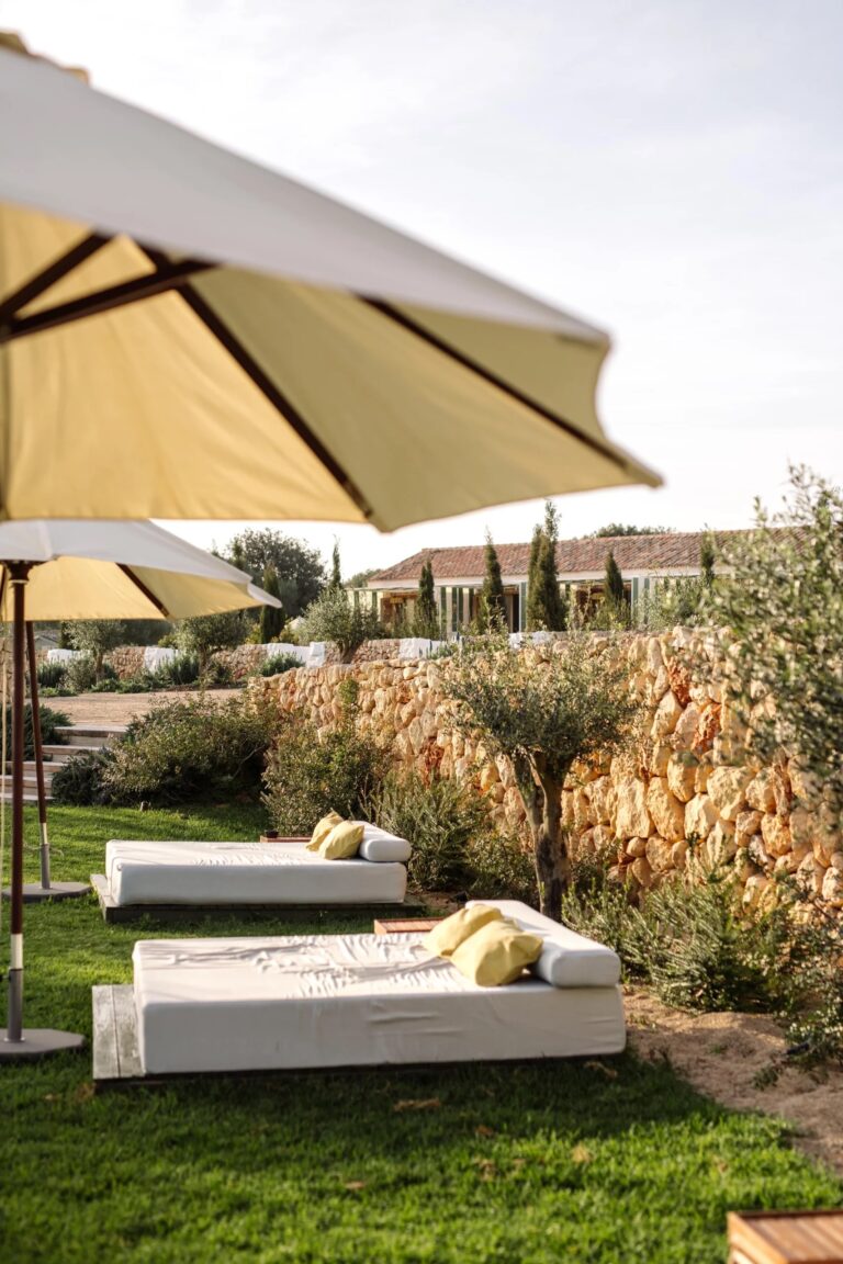 A shaded terrace over the lawns, Amagatay Menorca