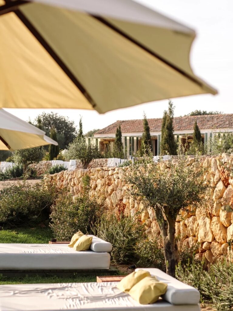 A shaded terrace over the lawns, Amagatay Menorca