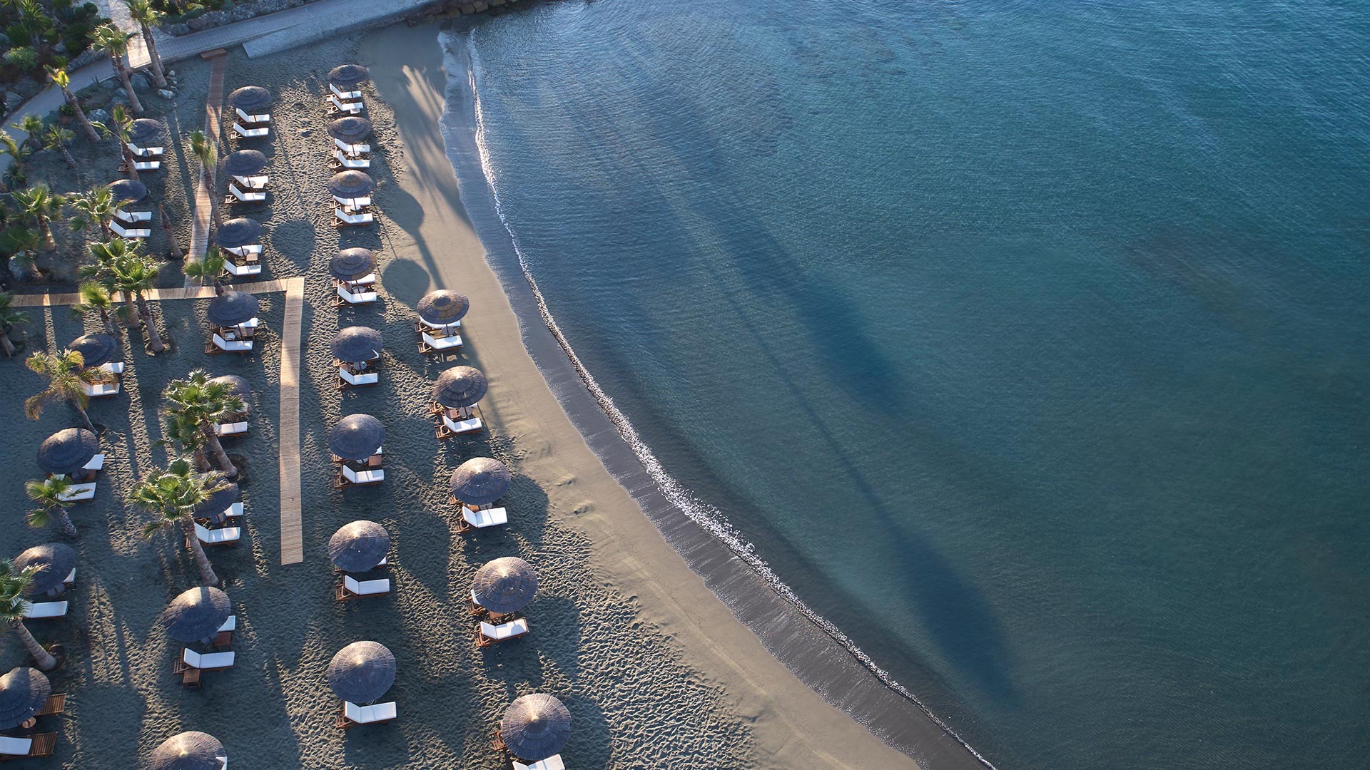 The hotel beach from above, Amathus Beach Hotel