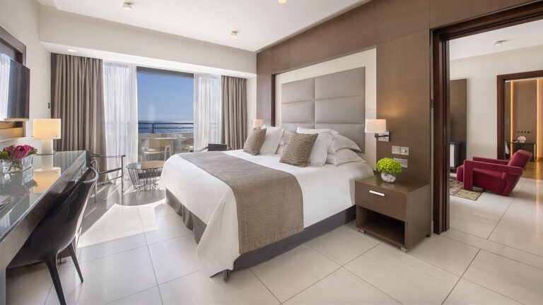 Two Bedroom Suite, master bedroom with sea view balcony, Amathus Beach Hotel