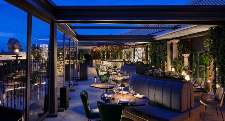 The Rooftop Terrace Bar, After Dark, Anantara Palazzo Naiadi Rome Hotel