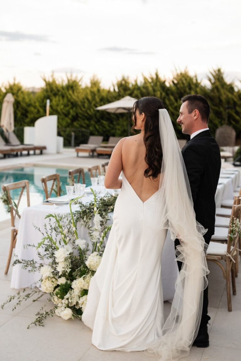 Dinner laid by the pool, as the sun goes down, Andreas Markakis Photography