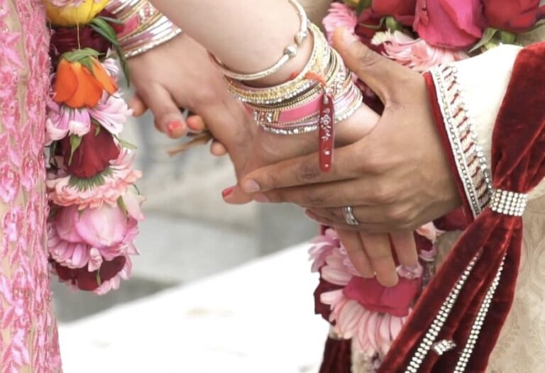 Bangles and blossom, at the ceremony, Andrei Weddings