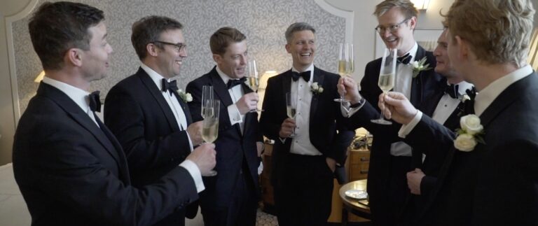The groomsmen, raising a toast, Andrei Weddings