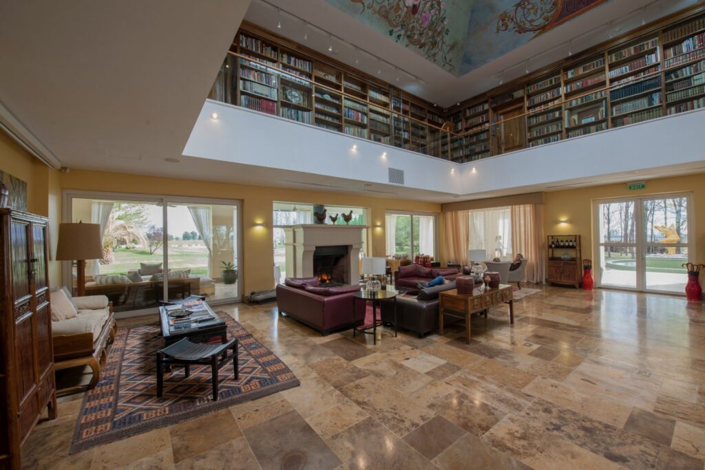 The main hall and library with the painted ceiling, Antucura Wine Estate