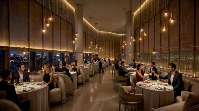 Dinner service at Armani/Ristorante, Armani Hotel Dubai