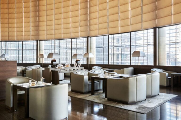 Tables in Armani/Lounge beside the tall windows, Armani Hotel Dubai