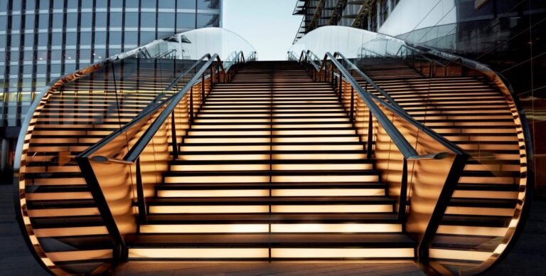The illuminated staircase, Armani Hotel Dubai