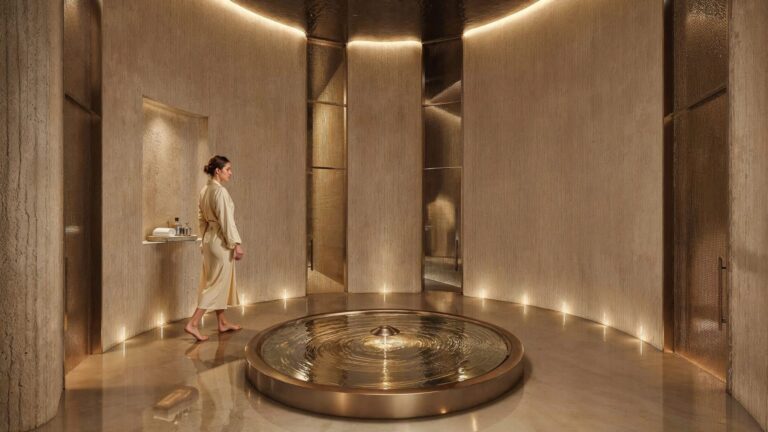The fountain at the centre of the Armani/SPA, Armani Hotel Dubai