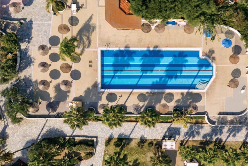 Aerial view of the pool and terraces, Atlantis Hotel