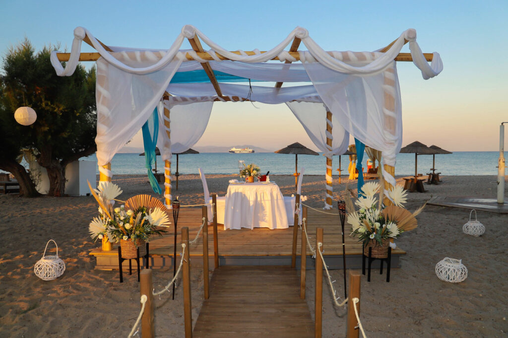 A decorated gazebo on the sand, Atlantis Hotel