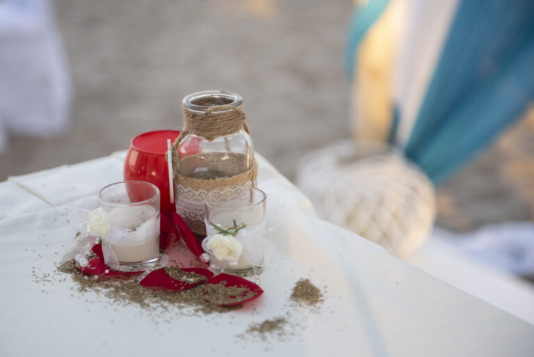 A table decorated with candles and flowers, Atlantis Hotel