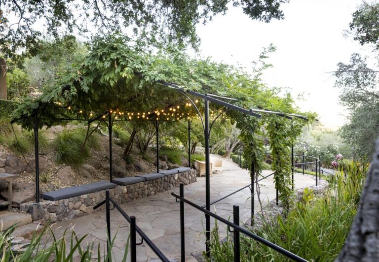 The arbor pathway leading toward the Ceremony Terrace, Auberge du Soleil