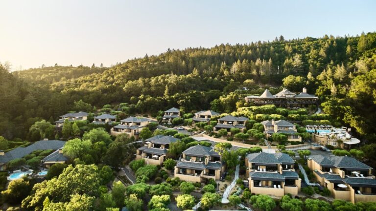 The resort's hillside swimming pool, Auberge du Soleil