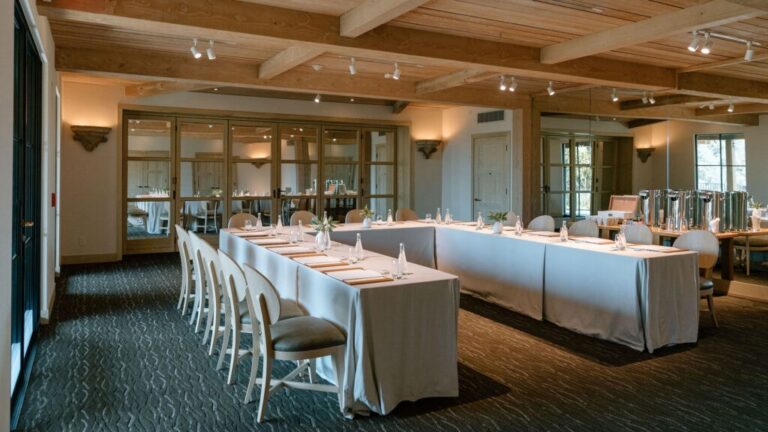 The Bellevue Ballroom, set for a banquet, Auberge du Soleil