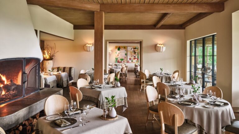 The Restaurant at Auberge du Soleil, its fireside dining room, Auberge du Soleil