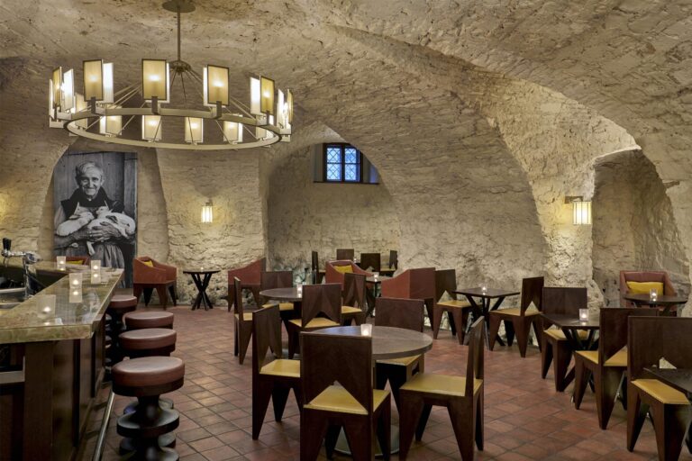 Vaulted stone cellar of the St. Thomas Brewery, Augustine Hotel, Prague
