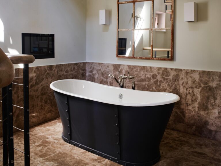 Bathroom with freestanding bath, Augustine Hotel, Prague