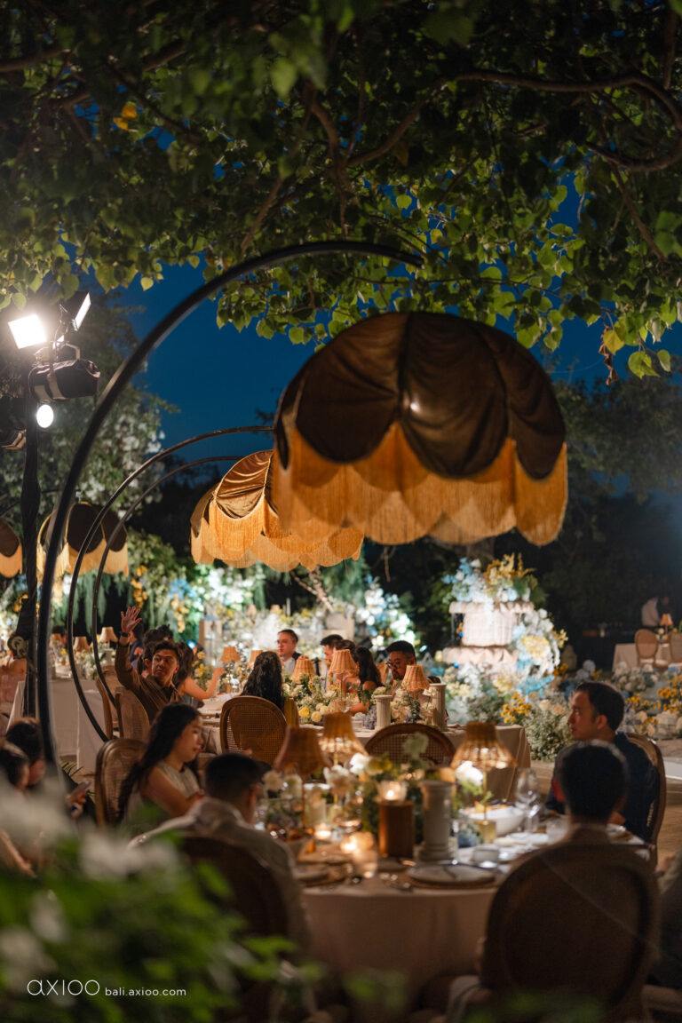 Candlelit reception under a woven rattan canopy, Jumeirah Bali, Axioo Bali