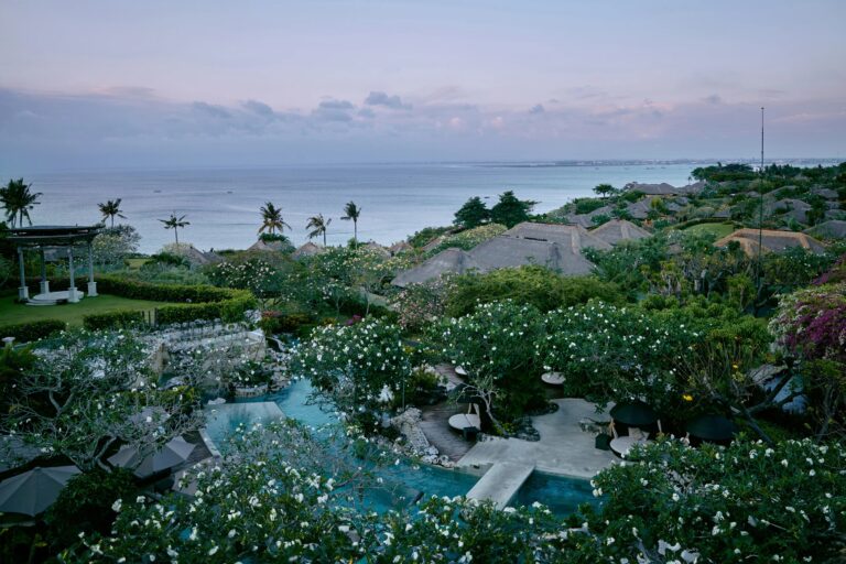 Gardens and the Jimbaran coastline, Ayana Estate Bali