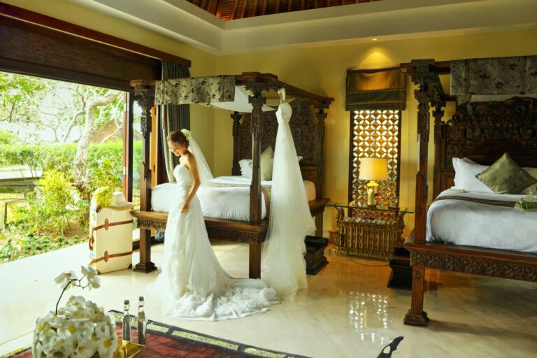 Bridal preparation in an AYANA Villa bedroom, Ayana Estate Bali