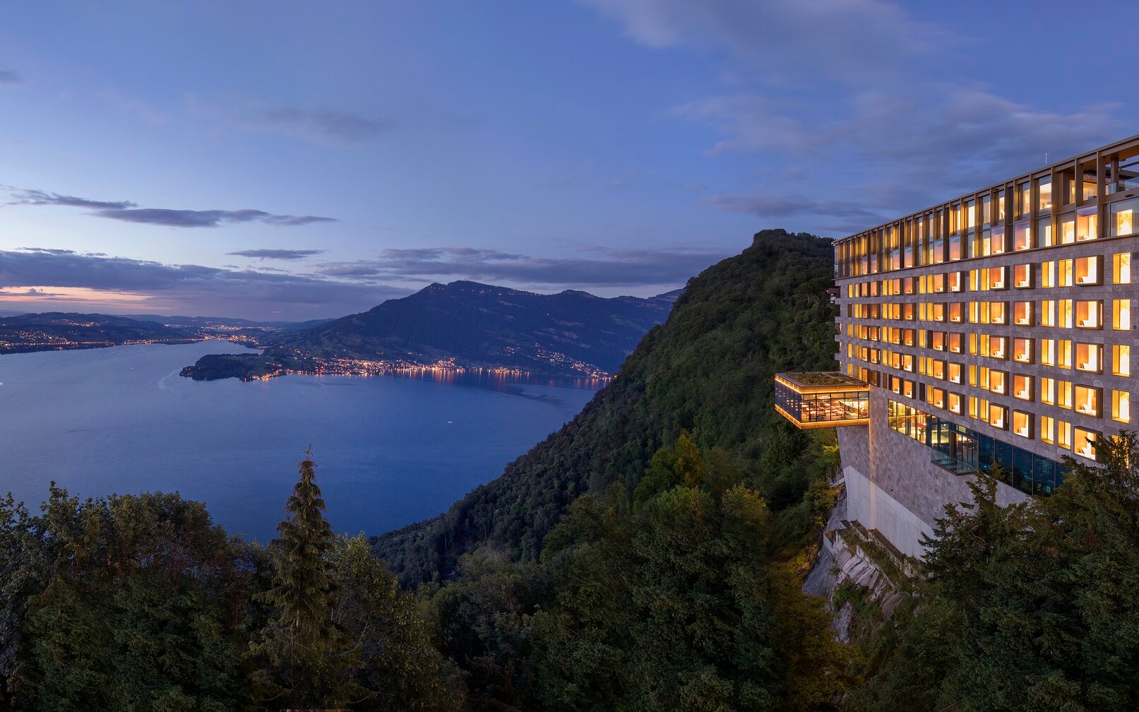 Bürgenstock Hotel exterior above Lake Lucerne, Bürgenstock Resort Lake Lucerne