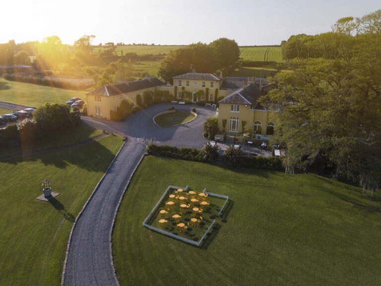 An aerial view of the house and its gardens, Ballinacurra House