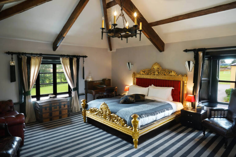 A bedroom with a gilded bed, Ballinacurra House