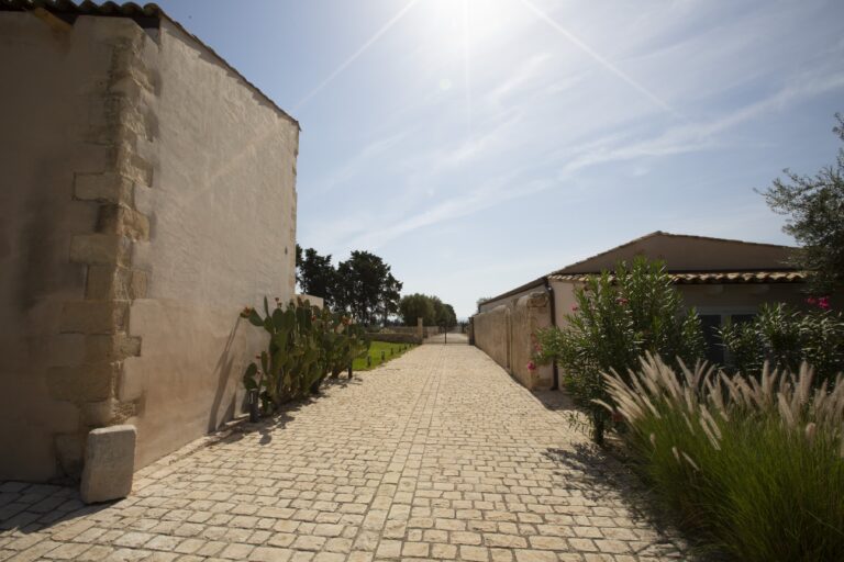 Stone lane running along the old walls of the estate, Ballium Luxury Relais