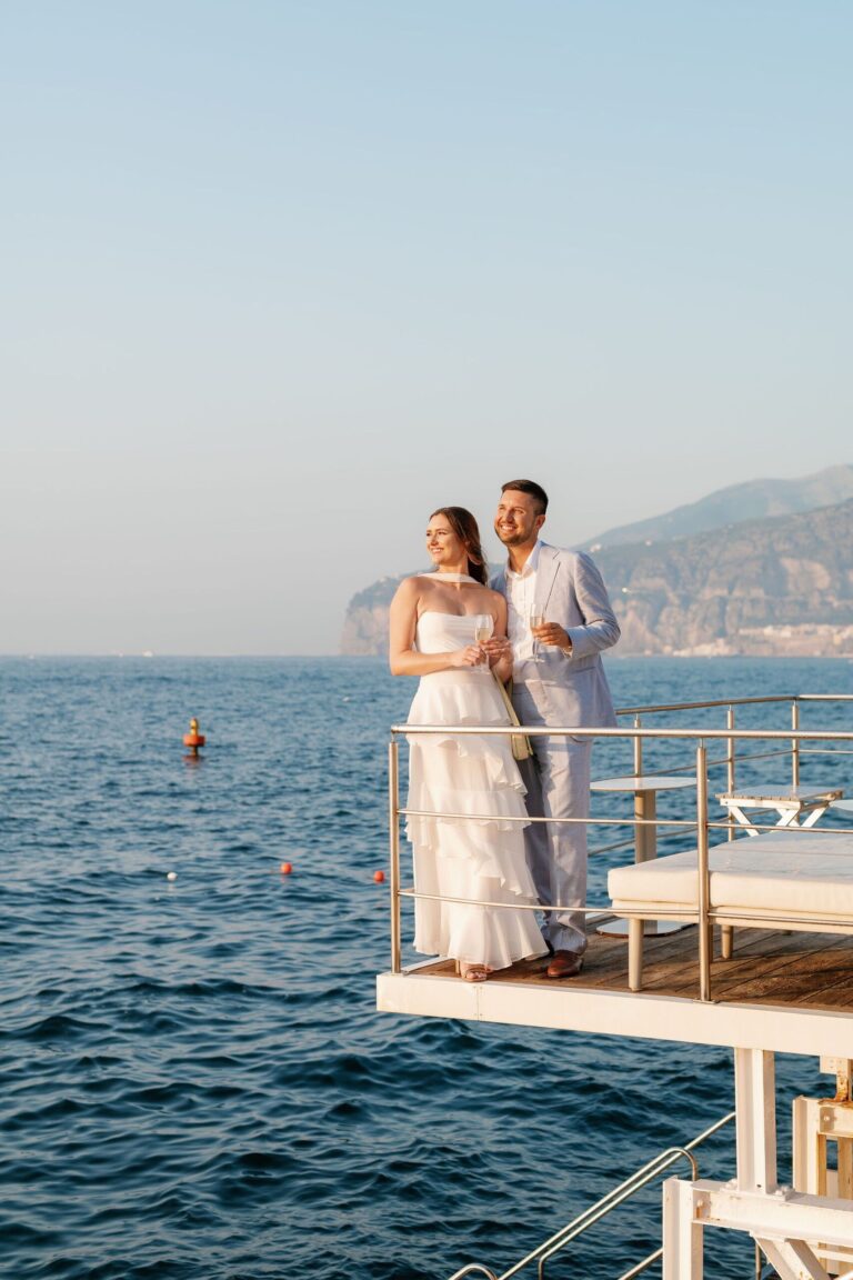 Champagne on a private jetty over the sea below Sorrento, Bella Sposa