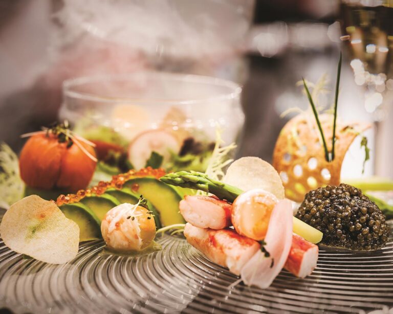 A seafood and caviar plate, Belmond Grand Hotel Europe