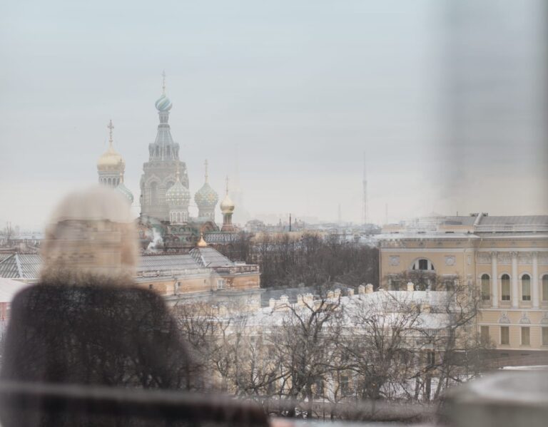 The Saint Petersburg skyline seen from a hotel window, Belmond Grand Hotel Europe